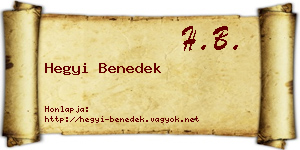 Hegyi Benedek névjegykártya